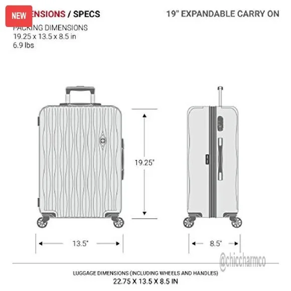 Expandable Hardside Carry-On Luggage with Spinner Wheels & USB Port